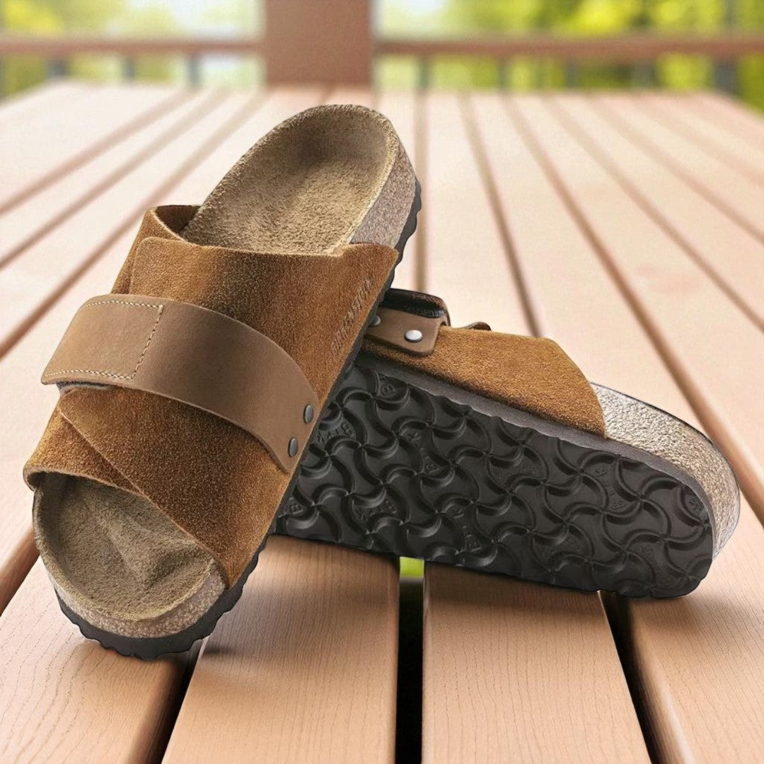 Sandales OSLO en Daim Premium | Semelle Intérieure en Liège avec Bride Ajustable