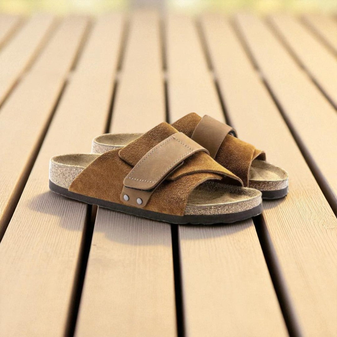 Sandales OSLO en Daim Premium | Semelle Intérieure en Liège avec Bride Ajustable