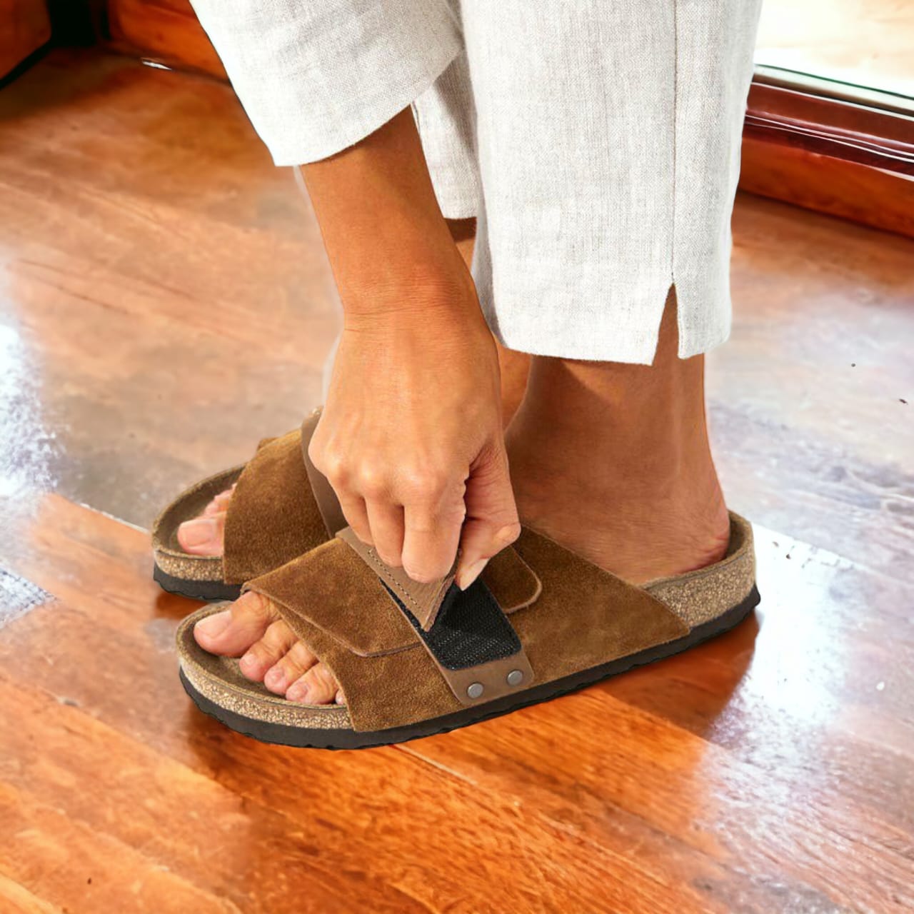 Sandale d'été en cuir de dain élégante pour homme