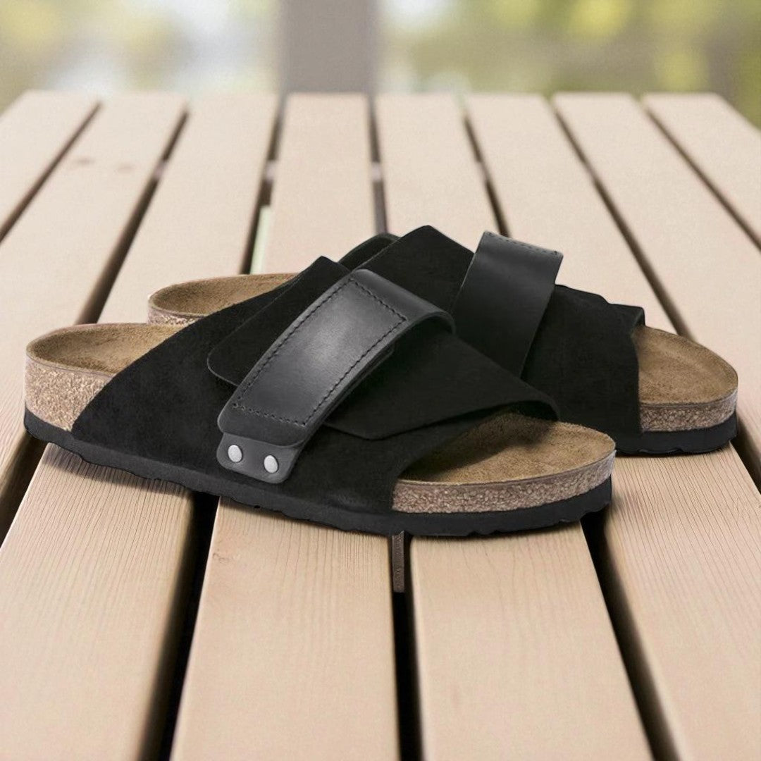 Sandales OSLO en Daim Premium | Semelle Intérieure en Liège avec Bride Ajustable